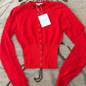 N/A Red Long Sleeve Women's Top